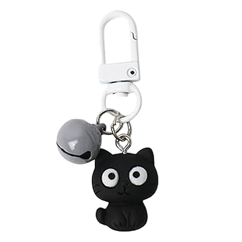 限定セールSEE BY CHLOÉ 猫型キーホルダー　ブラック 猫ぬいぐるみ(ふわふわキーホルダーS）long black ぬいぐるみ